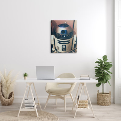 Iconic Retro Sci-Fi Space Robot bleu blanc