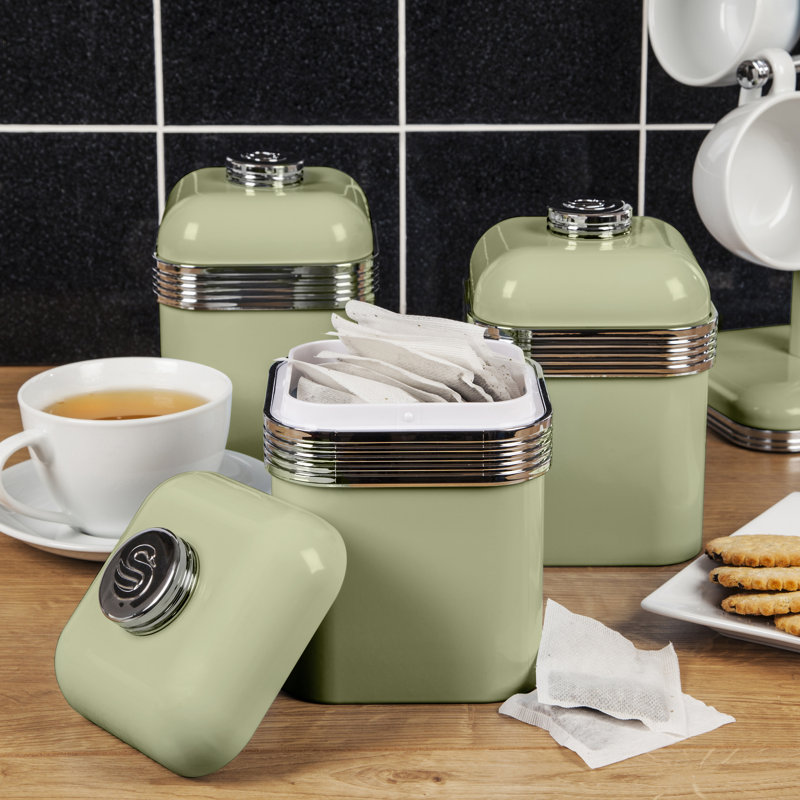 Swan Retro Kitchen Storage Canisters, Iron, 1 Litre, Green