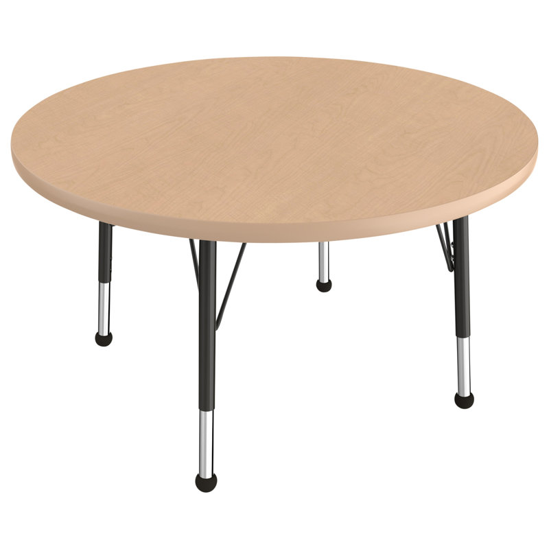 Table ronde à hauteur réglable, H 24 po x L 60 po x l 60 po, Érable / noir, Standard Ball Glide