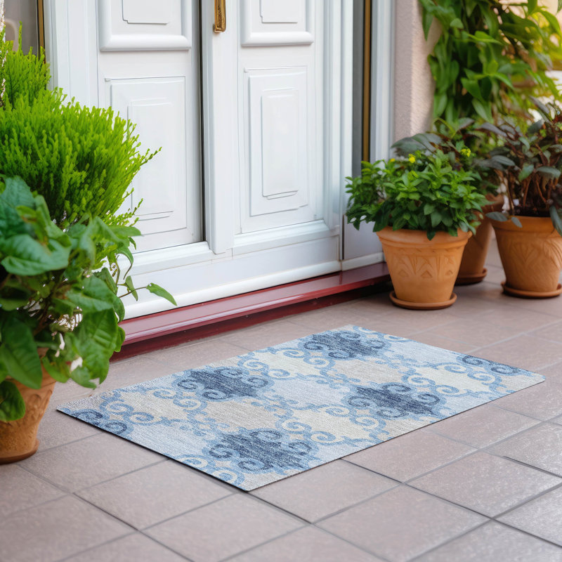 Malek Indoor/Outdoor Area Rug with Non-Slip Backing, Rectangle 1'8" x 2'6"