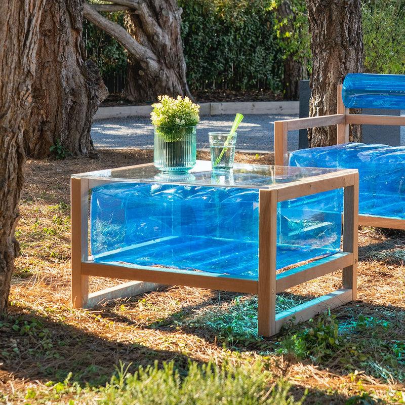 Yoko Outdoor Ottoman, Blue