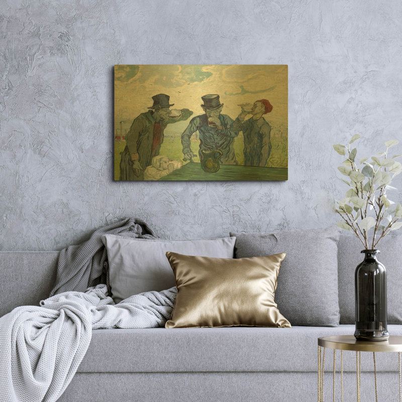 «The Drinkers» par Vincent Van Gogh, art mural en métal doré, 36 po x 24 po, 36"x24"