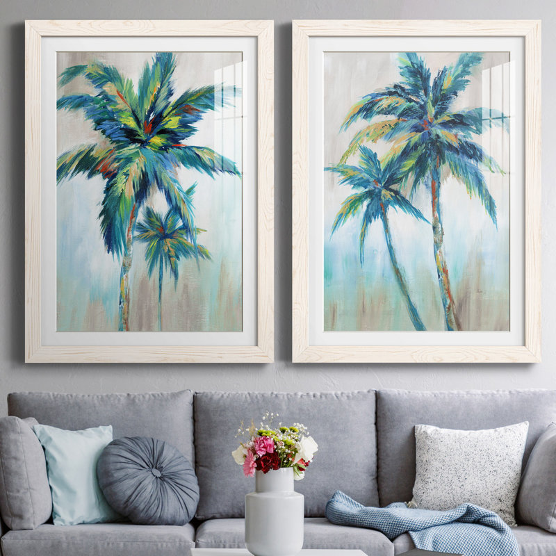 «Bright Breeze I», ensemble de reproductions d'aquarelles conçues par J Paul, Impression encadrée avec passe-partout, Blanc