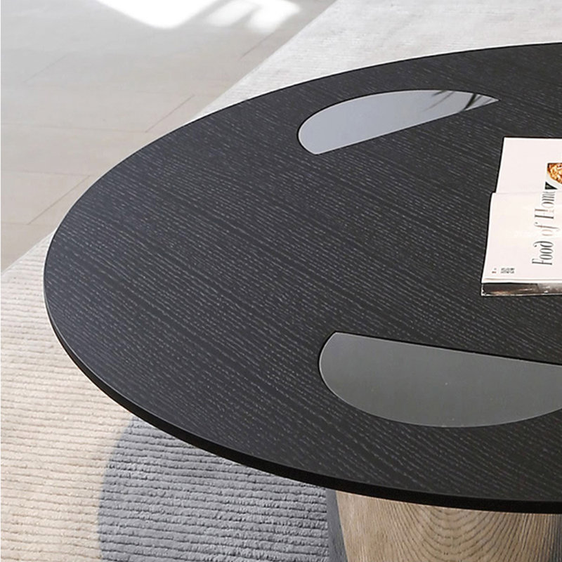 Italian-style solid wood round coffee table, 14" H x 47.2" L x 47.2" W