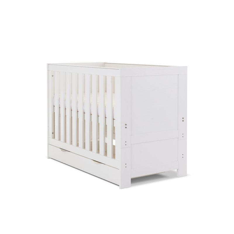 Nika Mini Cot Bed & Underdrawer, White Wash 