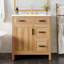 Meuble-lavabo de 30 po en bois avec structure en bois massif, 1 porte à fermeture douce, 2 tiroirs à fermeture douce, tablette réglable
