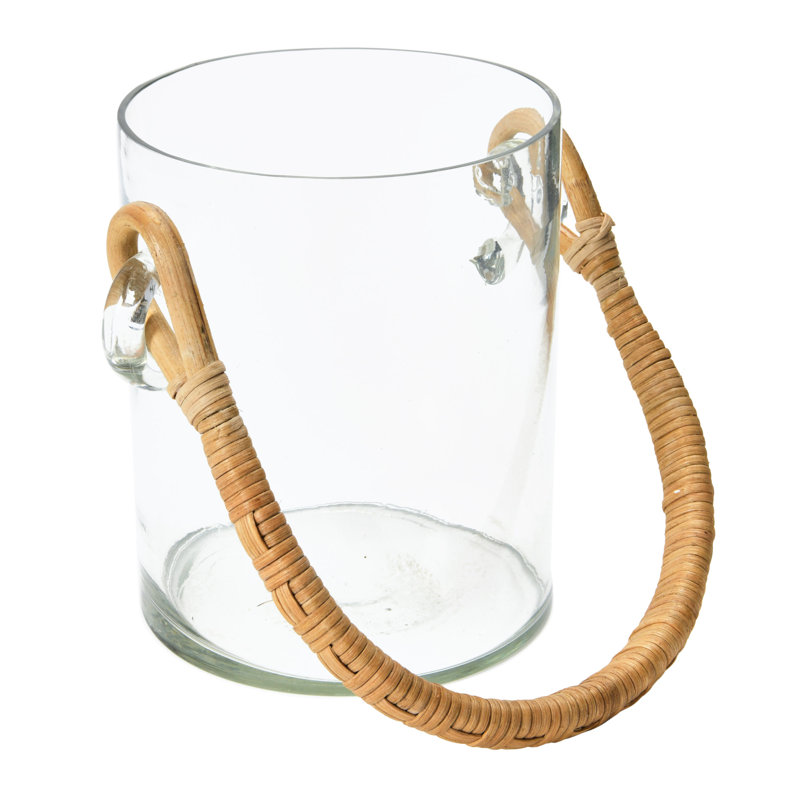 Seau en verre avec poignée en bambou