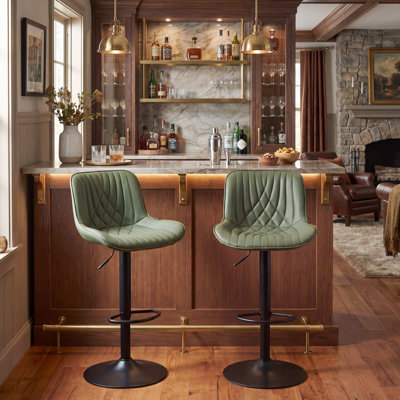 Tabouret de bar pivotant en similicuir Zager