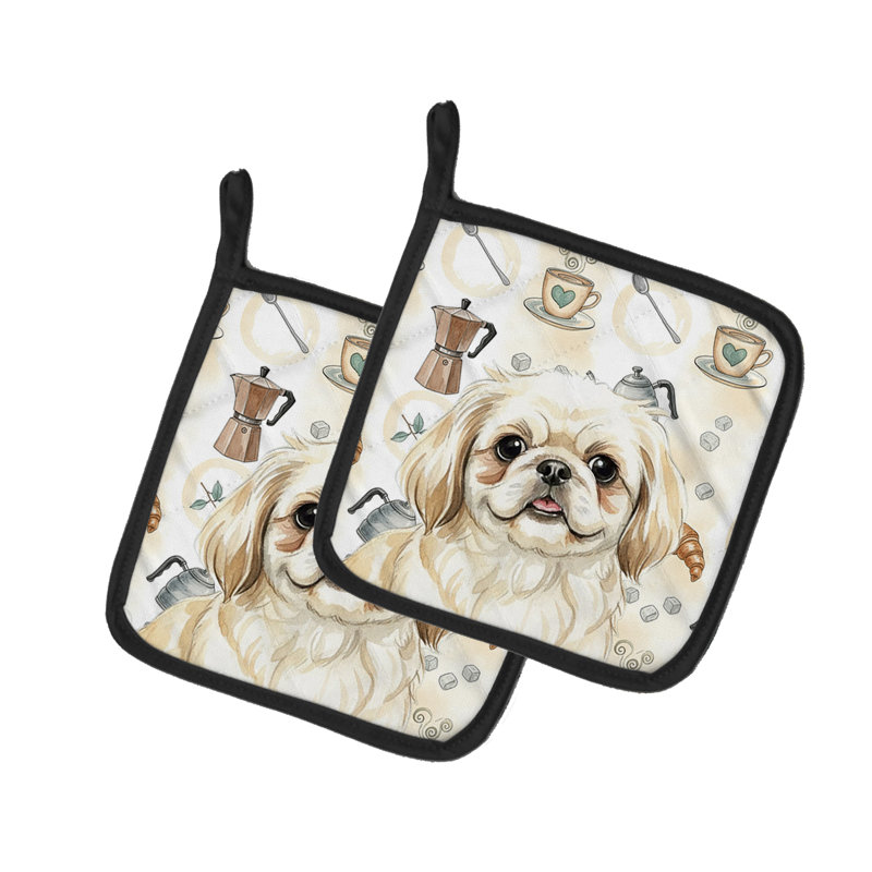 Paire de porte-casseroles à crème Pekingese