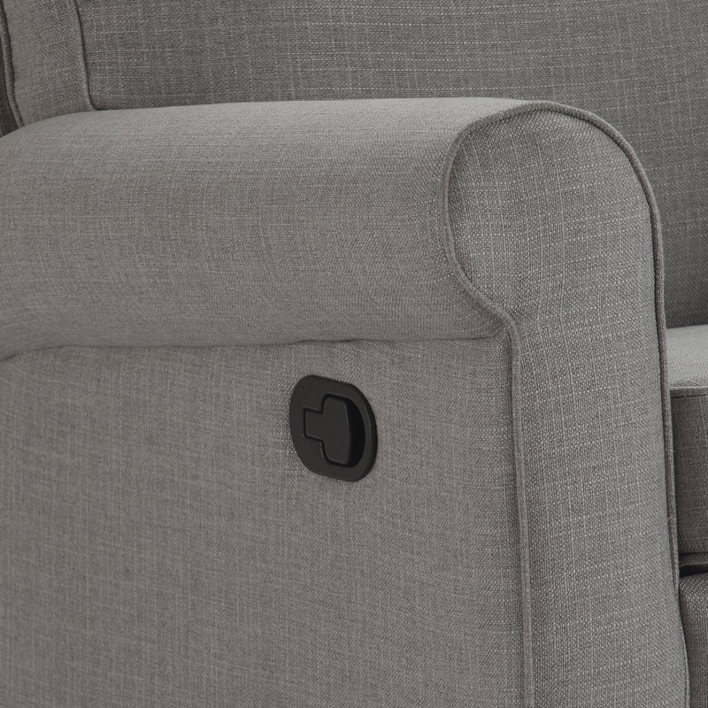 Gray Microfiber Swivel Recliner Chair with Wood Frame
