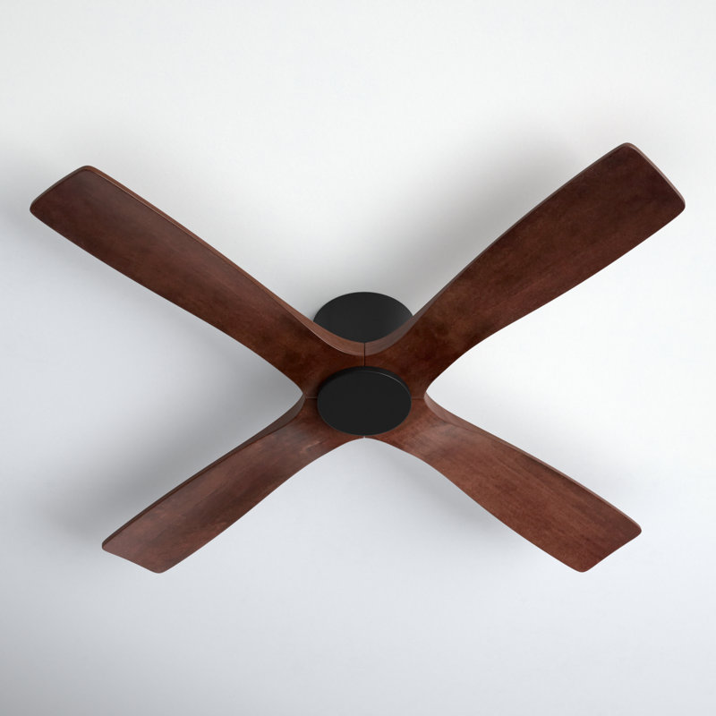 Ventilateur de plafond d'intérieur à 4 pales de 54 pouces avec télécommande Avagail, Black, L 54 po x H 8,9 po, Noyer
