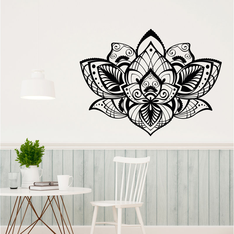 Adhésif décoratif fleur de lotus, H 42 po x l 56 po, Bourgogne