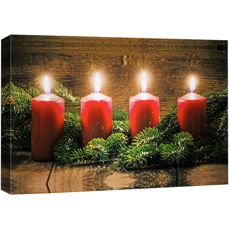 Christmas Holiday Celebration Candles X07 - Photographie sur toile tendue, H 24 po x l 32 po