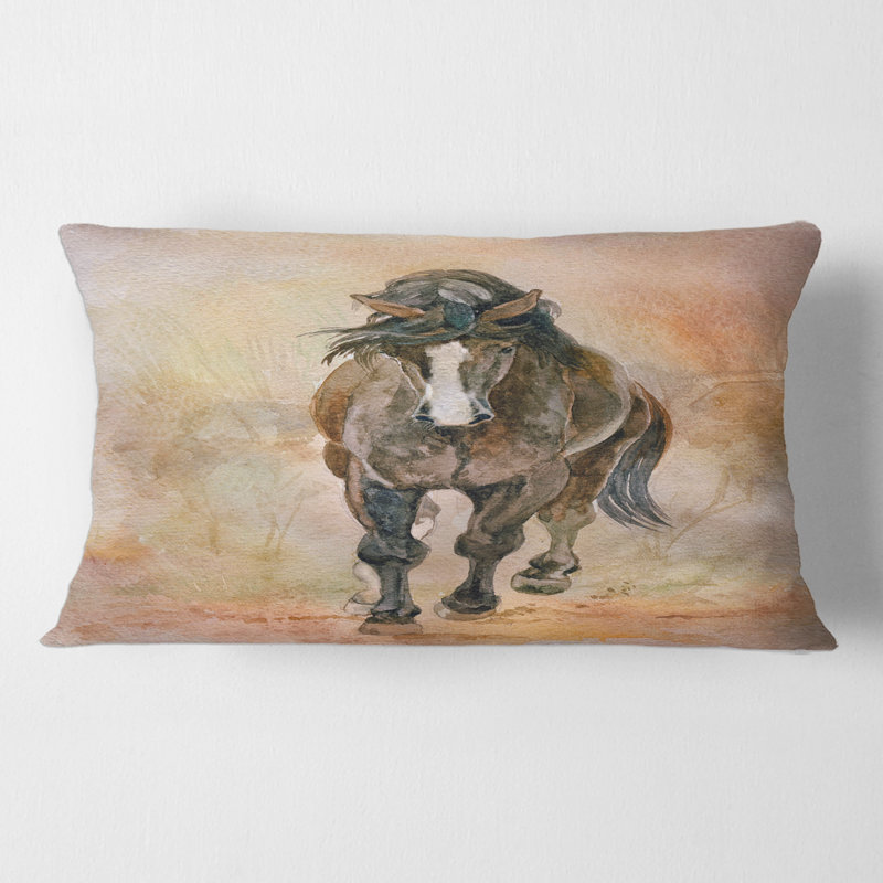 Portrait d'un magnifique cheval châtaignier I Housse de coussin rectangulaire et insert