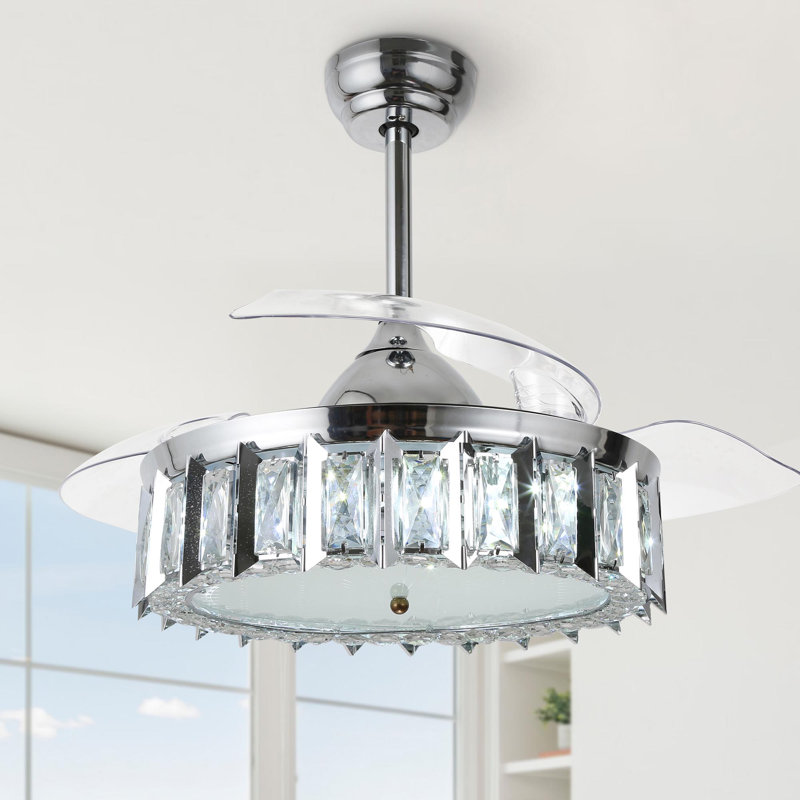Ventilateur de plafond sans lame à DEL de 42 po avec télécommande et ensemble d'éclairage inclus Andella, Argent