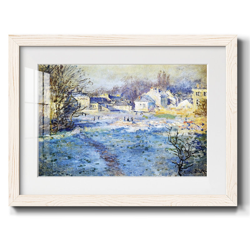 Givre blanc, 1875 - reproduction encadrée rustique avec tableau mat, H 22 po x l 32 po x P 1,5 po, Blanc