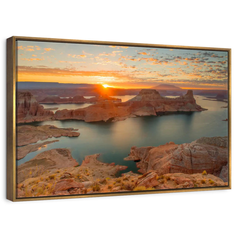 Gunsight Sunrise, 46" X 31", Floating Frame Gold