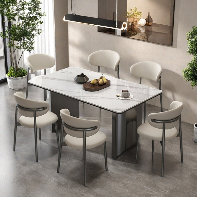Ensemble de table rectangulaire simple de luxe à lumière familiale, H 29,52 po x L 70,86 po x l 35,43 po