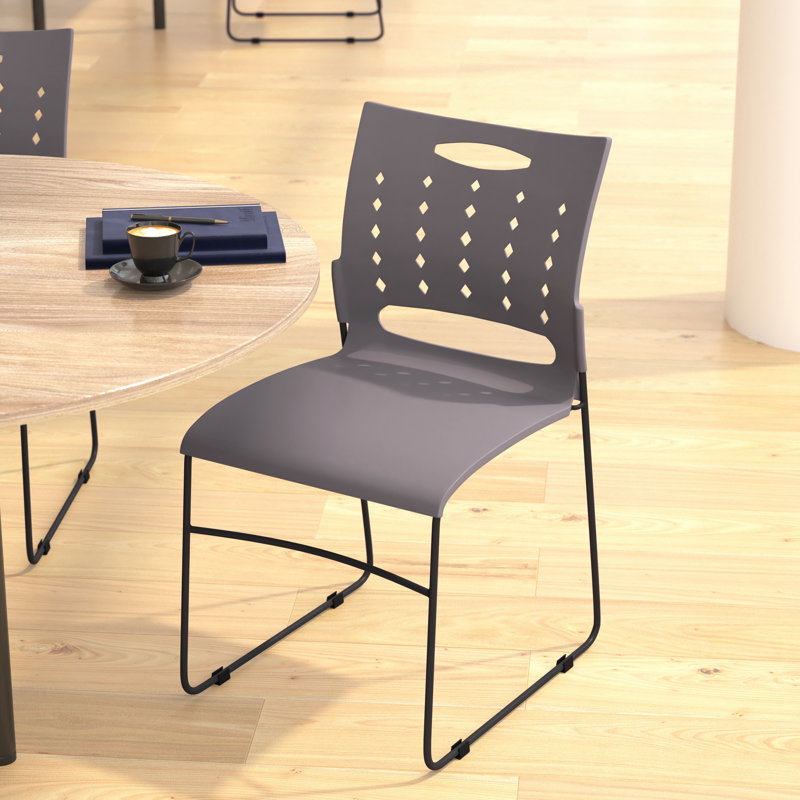 AeroFlow Gray Sled Base Stackable Chairs, Set of 5