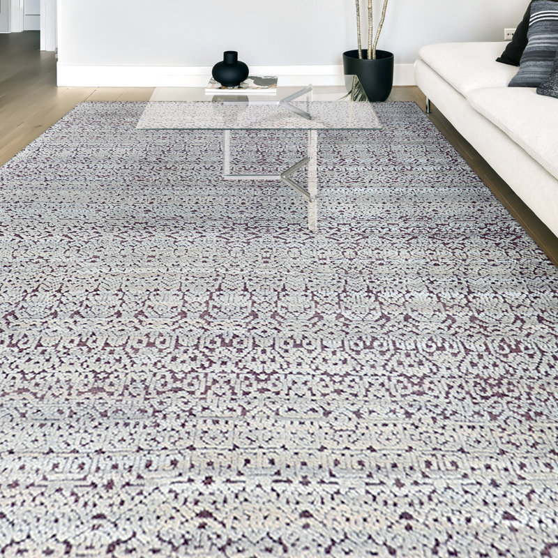 Wool Moroccan Area Rug in Purple, Rectangle 8' x 10'