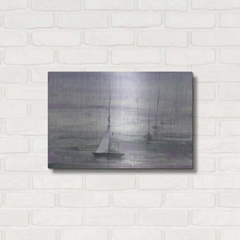 Art mural en métal luxueux «Ice Sailing Mauve» par Albena Hristova, 16 po x 12 po, H 16 po x l 24 po