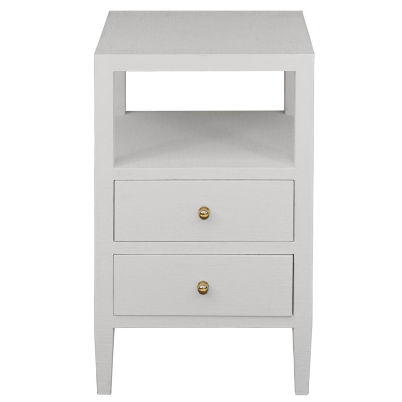 Roscoe Contemporary Beige Wood & Metal End Table with 2 Drawers