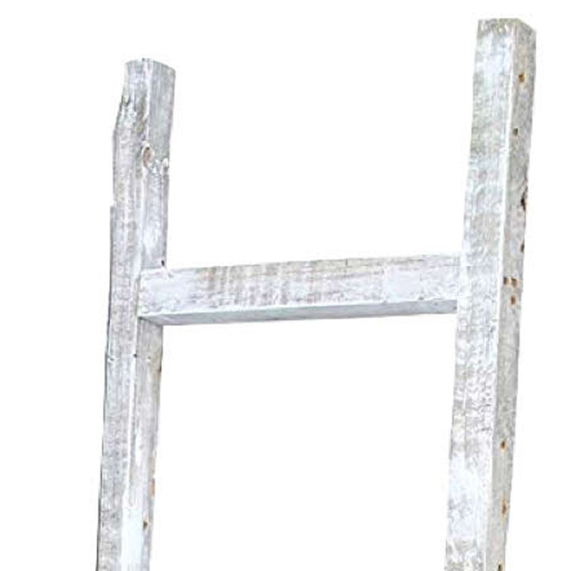 Orla Rustic Step Wood Ladder Shelf, White, (6 Shelves) 72" H x 16" W x 2" D