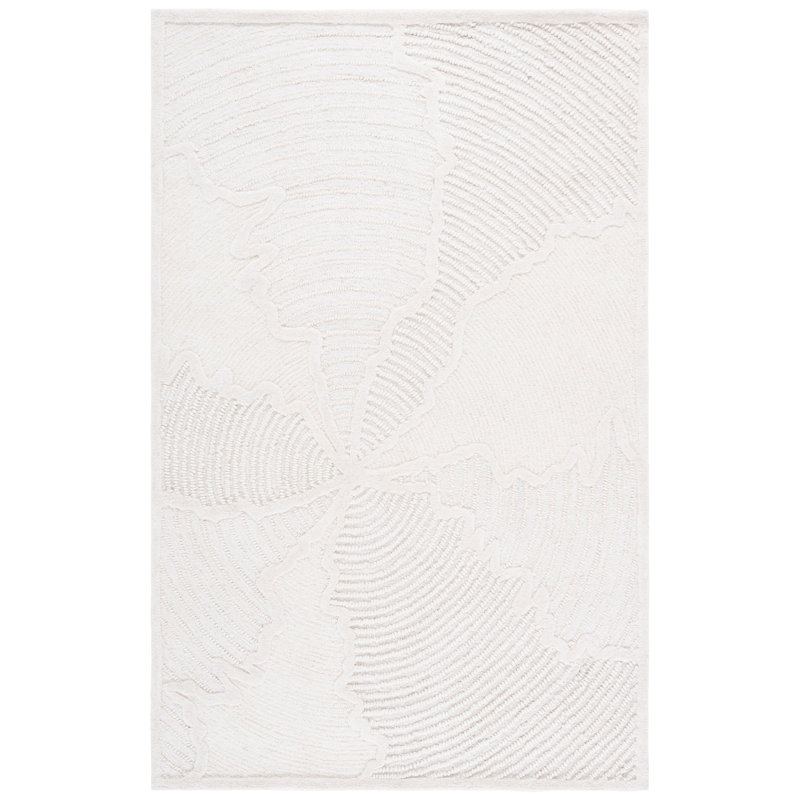 Abstract Hand Tufted Wool; Cotton Abstract Indoor Rug, Rectangle 9' x 12'