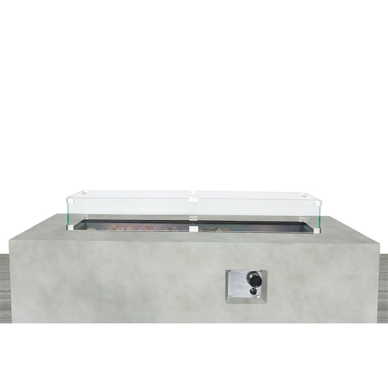 Rectangular Concrete Propane Fire Pit Table With Fibre Reinforcement