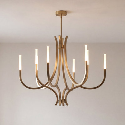 8-Light Chandelier in Noble Brass