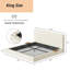 Structure de lit très grand AirFrame avec table d'appoint coulissante réglable, coussin éponge rembourré en velours côtelé de 8,7 po, assemblage facile (blanc crème)-133388862-133388863