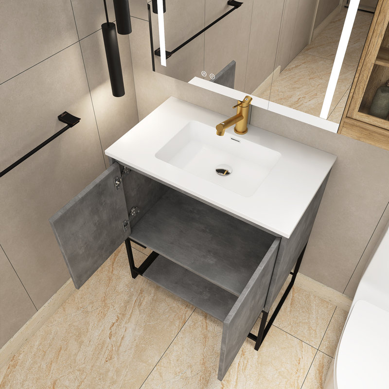 Meuble-lavabo simple 29,5 po avec plateau en résine Skyasia
