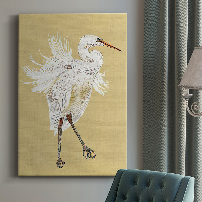 Toile tendue avec châssis Heron Plumage V - prêt à accrocher, H 36 po x l 24 po x P 1,5 po