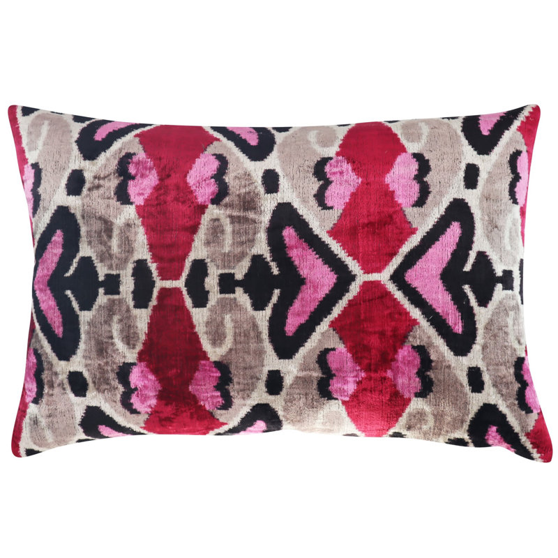 Velvet Rectangular Pillow Cover & Insert, Red Geometric Shapes