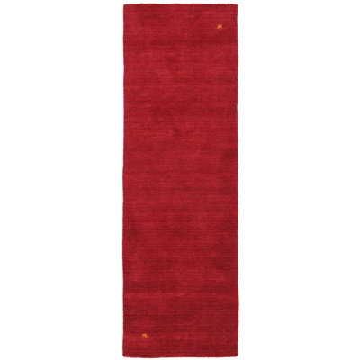 Handwoven Wool Gabbeh Uni Red Rug