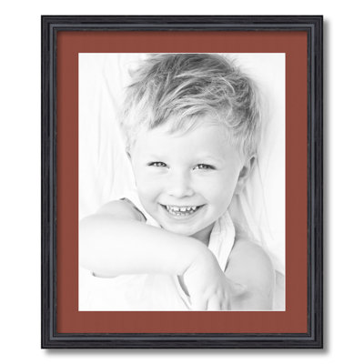 Black Wood Matte Picture Frame with Mat