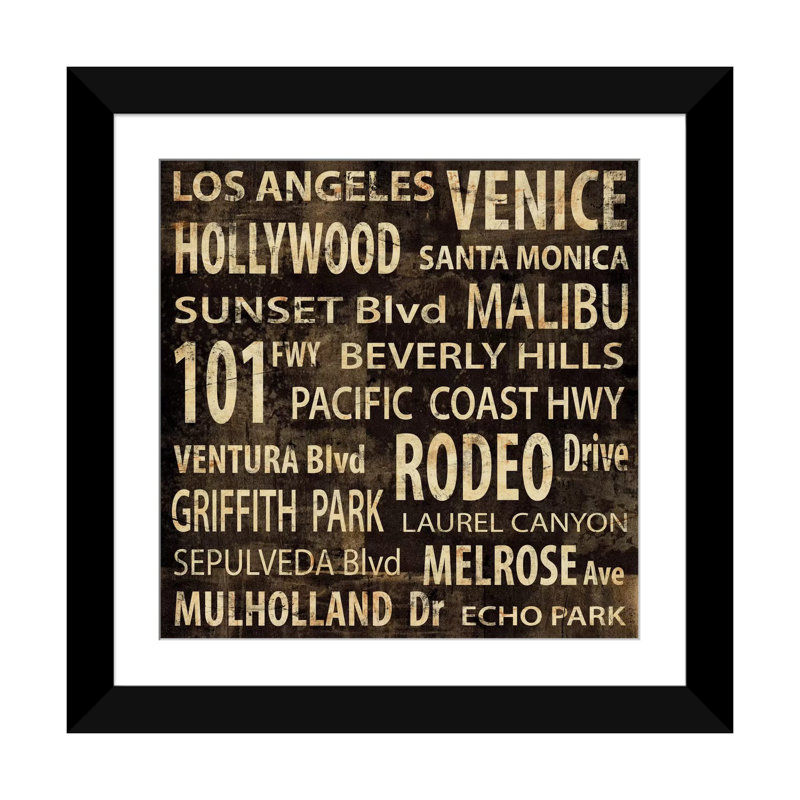 LA in Words par Luke Wilson - Estampe numérique sur toile tendue avec châssis, H 16 po x l 16 po x P 1 po, Blanc