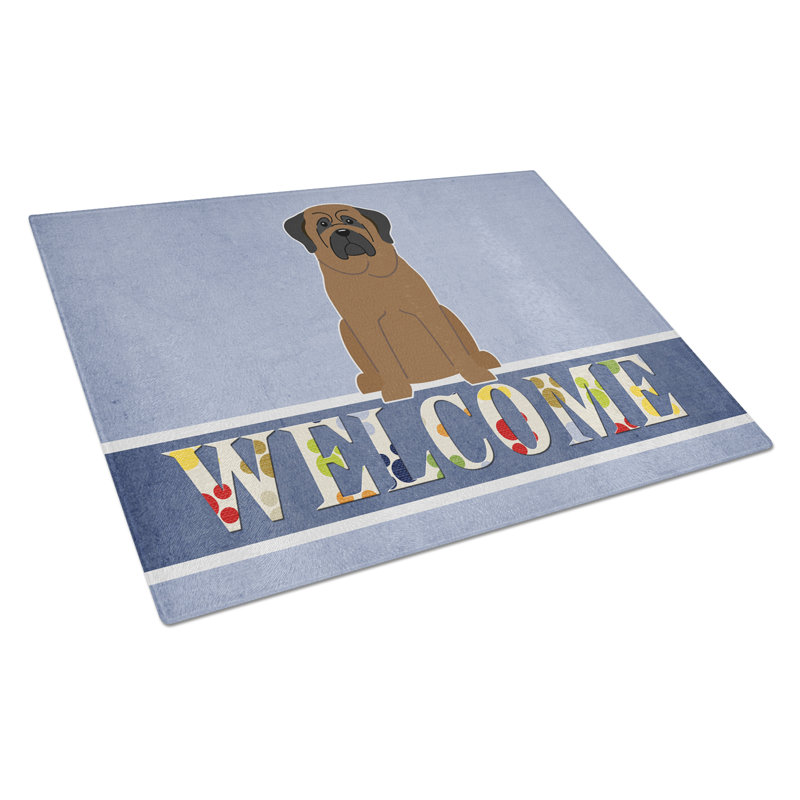 Planche à découper en verre trésors bullmastiff caroline Welcome Dog