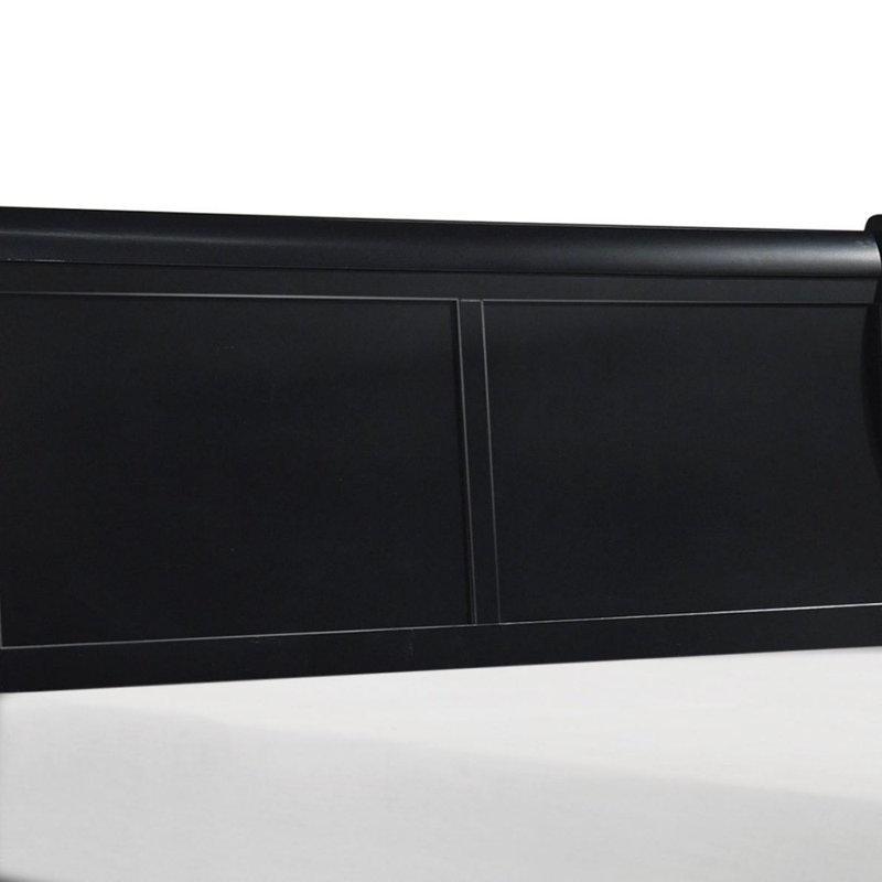 Lit traditionnel en bois de style Louis Philippe, Double, Noir