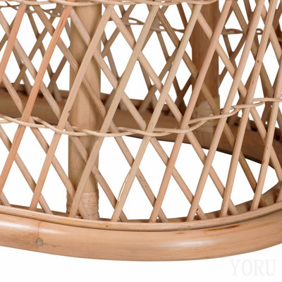 Bohemian Natural Rattan Ottoman Footstool