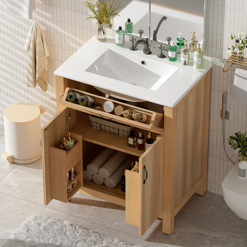 30" Single Bathroom Vanity With Ceramic Top, 30"