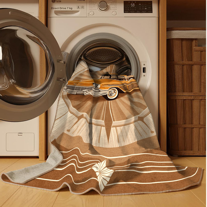 Tapis lavable à la machine à motif rétro de style rétro de style rétro de style classique - couleur brun - beige, 6 X 9