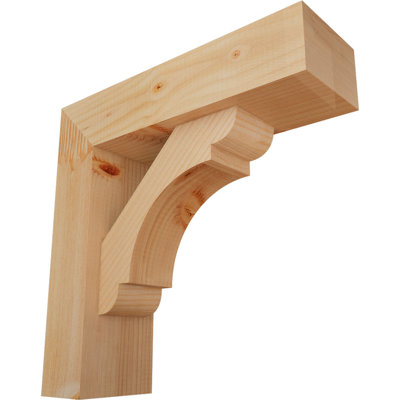 5 1/2"W x 18"D x 18"H Olympic Block Smooth Bracket w/ Offset Brace, Douglas Fir