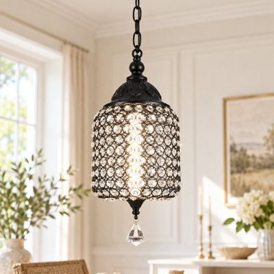 Luminaire suspendu à 1 lumière DEL à intensité variable en cristal