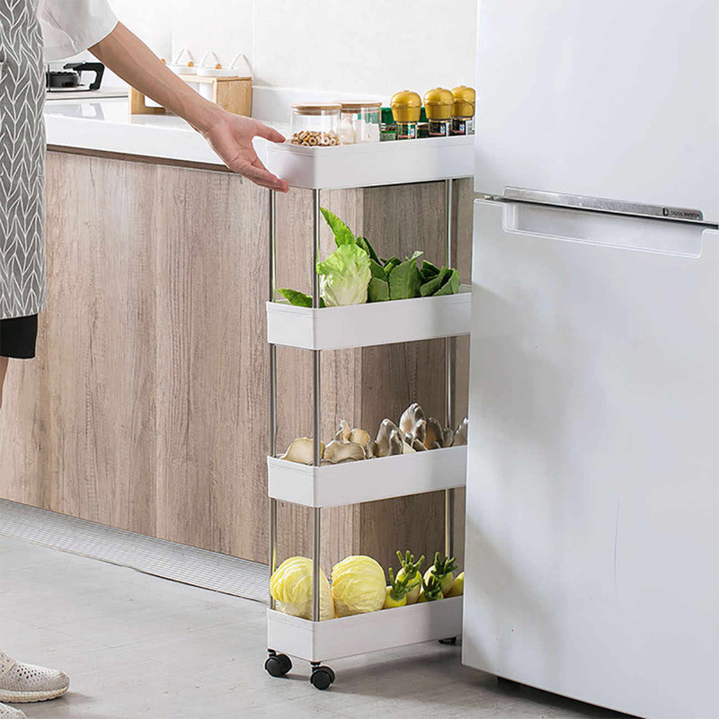 White Aluminum and Plastic 4-Tier Rolling Utility Cart