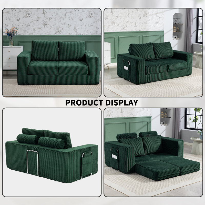 2 Seater Corduroy Sofa, Green