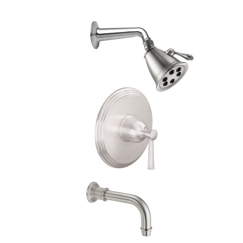Miramar 2.5 GPM Pressure Balance Shower System with Single Showerhead and Tub Spout, Satin Nickel