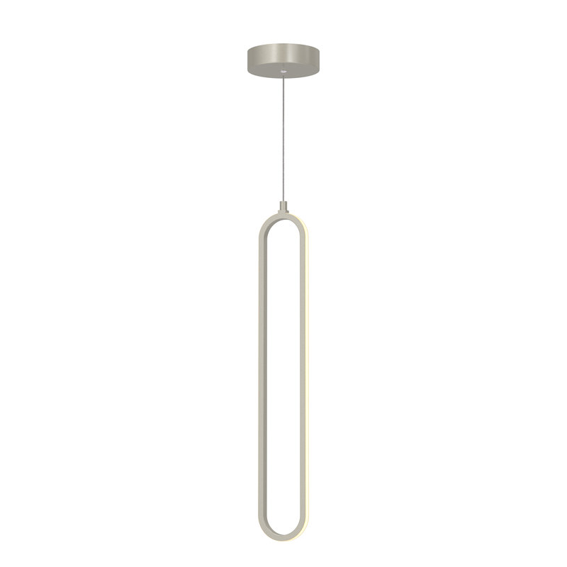 Luminaire suspendu simple à 1 lumière Zanaia, H 25 po x l 3,5 po x P 3,5 po, Nickel peint