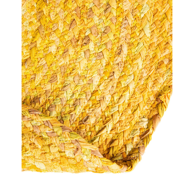 Kahwajian Hand-Braided Cotton Yellow Area Rug, Hearth 2'2" x 3'7"