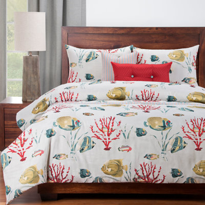 Cotton Blend and Sateen Floral Duvet Cover & Insert Set